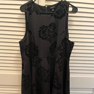 Black Flocked Sleeveless Dress